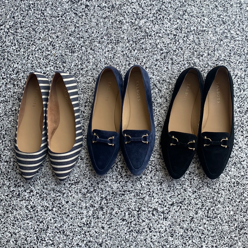 Lot of Talbot Flats - size 7 - blue / black / white & blue striped